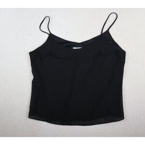 ANOTHER THYME - WOMEN'S BLACK SPAGHETTI STRAP CAMI TANK TOP - CROPPED - SIZE S